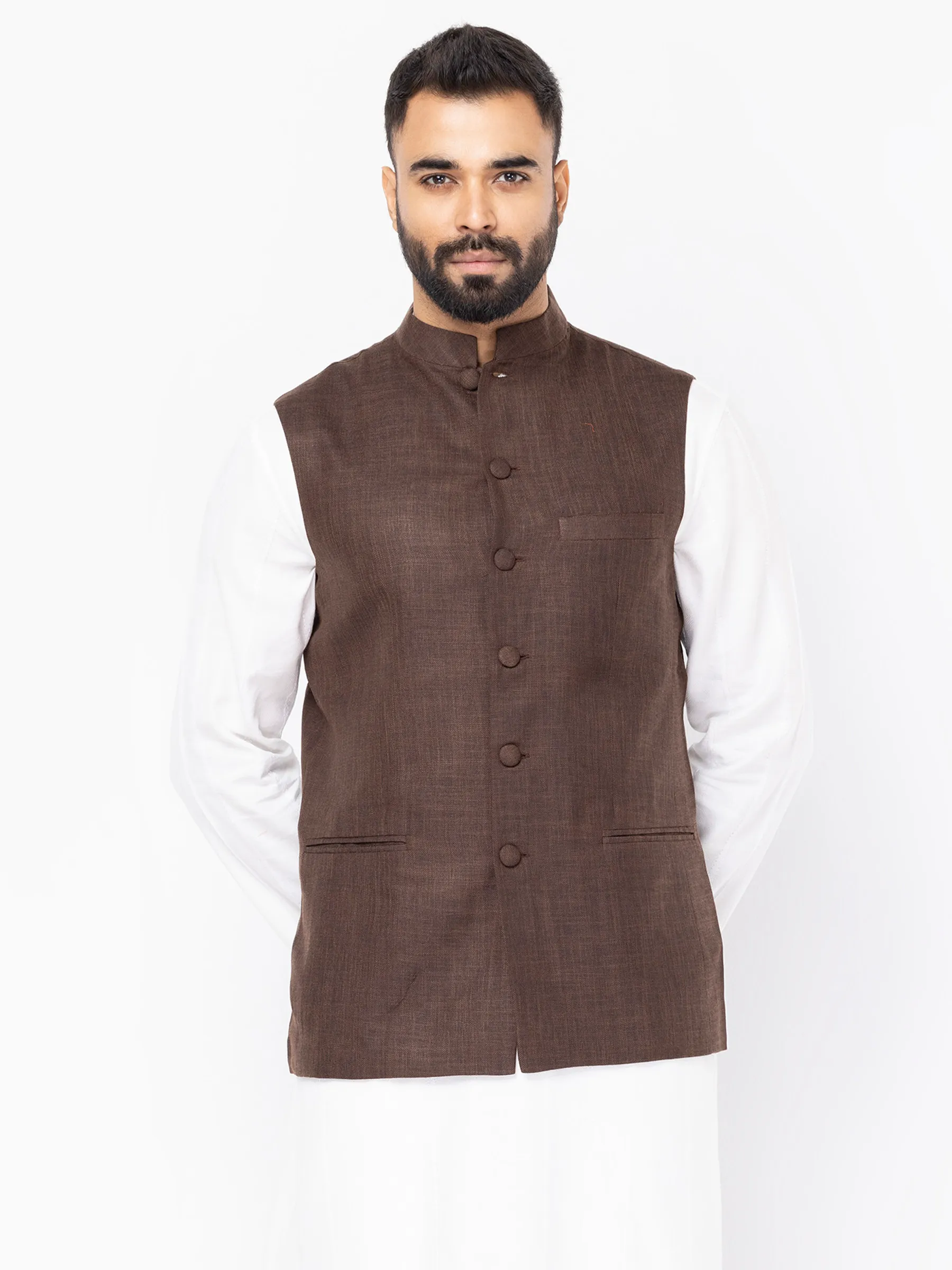 Coffee Textured Mixed Cotton Coaty
